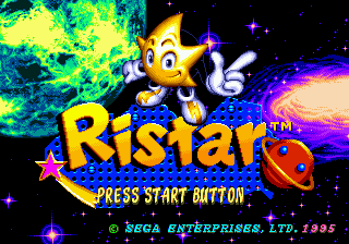 Ristar title screen for Sega Genesis